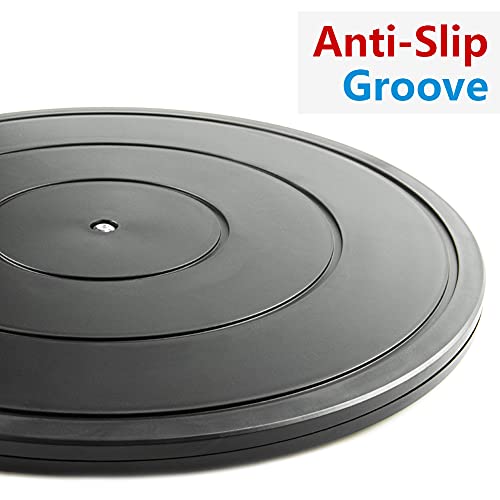 Image of 16 Inch Lazy Susan Turntable - Heavy Duty Rotating Swivel Steel Ball Bearings - Flat Base Stand for TV /Computer /Monitor /Arts /Crafts /Bonsai /Statue /Cabinet Organizer (2 Pack /Black)