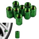 Vosali 8Pcs Green Aluminum Tyre Valve Caps, Universal Dust Cap for Car Tyre