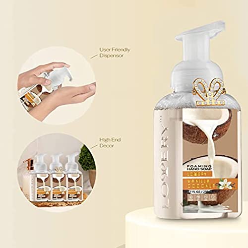 Foaming Hand Soap - Pack Of 3 - Moisturizing Hand Soap With Aloe Vera & Essential Oils - Alcohol-Free Hand Wash In Vanilla Coconut Scent - Scented Hand Wash For Kitchen Or Bathroom - Free Flawless Crystal Bracelet #TOP4