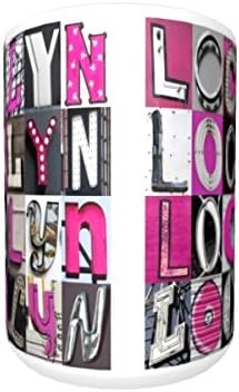 LOCKLYN Coffee Mug / Cup - using photos of PINK sign letters - personalized
