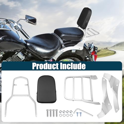 DSISIMO Chrome Passenger Backrest Sissy Bar with Luggage Rack Compatible With For Yamaha Vstar 400 650 Dragstar 400 650 Classic 1998-2018 Detachable Sissy Bar Backrest by DSISIMO - Image 6