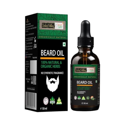 INDUS VALLEY men 100% Pure and Natural Beard Oil, Contains Certified Organic Ingredients - (30ml)