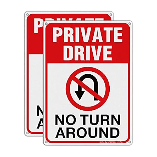 Privat körskylt, ingen vändningsskylt, uppfartsskyltar ingen vändning, 35 x 25 cm, reflekterande, rostfritt aluminium, väder/blekningsbeständig, enkel montering, inomhus/utomhusbruk