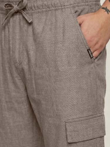 Image of Urbano Plus Men's Straight Fit Linen Cargo Pants with 6 Pockets