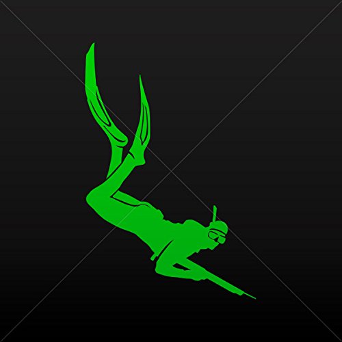 Sticker Spearfishing Diver Car Door Hobbies Sports car Durab Green (5 X 3.33 Inches)