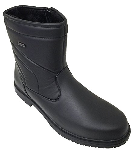 G4U B3700SA Men's Winter Boots Cold Weather Comfort Ankle Warm Fur Lining Shearling Side Zipper Shoes, Black