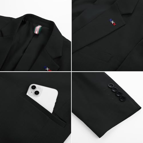 PJ PAUL JONES Herren Sakko Sportlich Slim Fit Freizeit Blazer 2 Knöpfe Business Anzugjacke für Männer (M, Schwarz)