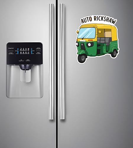 Image of Gift Me Bazar Auto Rickshaw Fridge Magnet for Home, Kitchen and Office Decoration | Best Souvenir Gift | Refrigerator Door Decor | Almirah Magnet Sticker