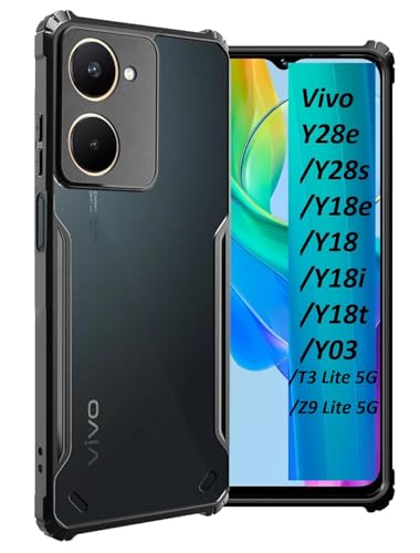 Image of Back Cover Clear Eagle Smoke Compatible with Model Vivo I2306 / Y03 /Y28s /T3 Lite /Z9 Lite 5G | Raised Edges I paky |Imported Flexible TPU Bumper Scratch & Camera Protection - Black