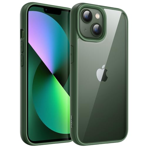 JETech Hülle für iPhone 13 6,1-Zoll, Stoßfestes Handy Stoßfänger Schutzhülle, Solid Farbe Matt TPU Rahmen, Anti-Kratzer Transparent Rückseite (Grün)