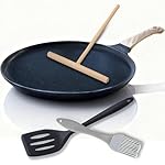 11.2” Crepe Pan Nonstick，Granite Coating Dosa Pan Pancake Flat Skillet Tawa Griddle,Scone Pan,With Stay-Cool Handle, Induction Compatible, PFOA Free