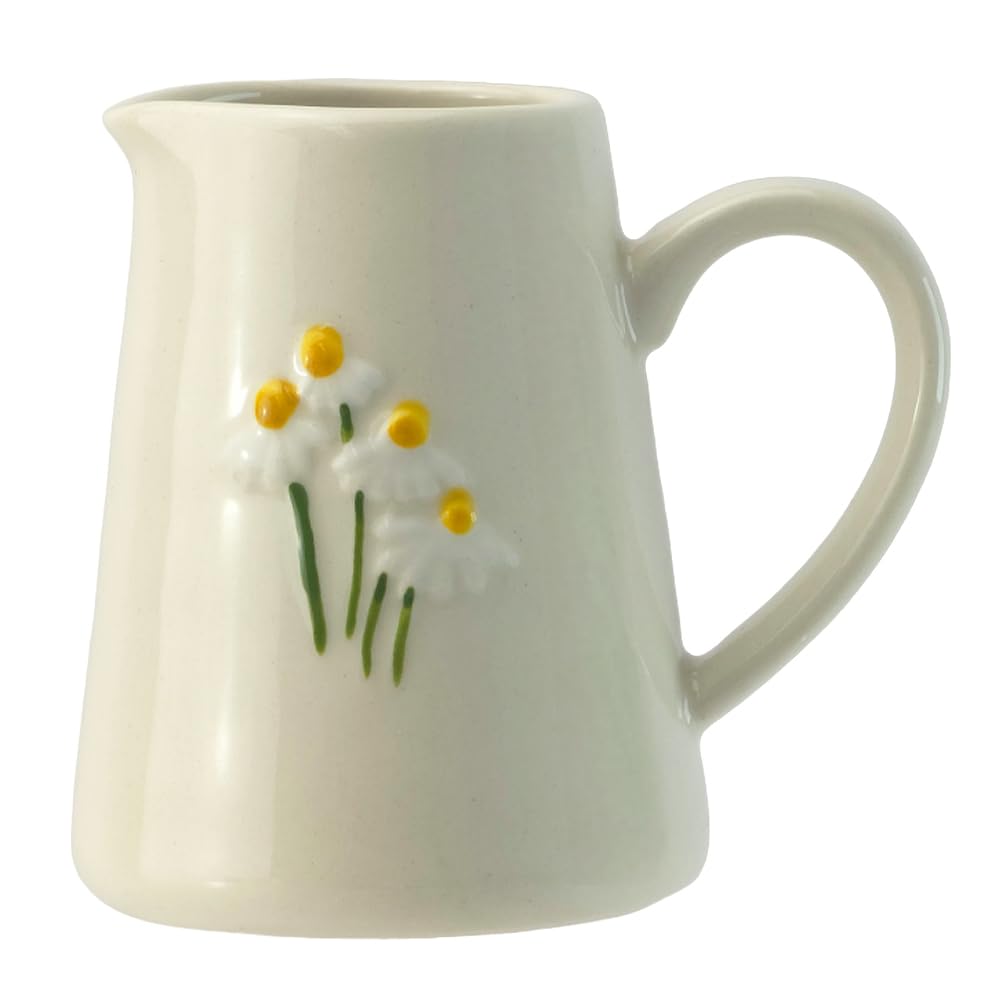 Crafty Capers White Daisies | Stoneware Mini Jug | 8Cm Tall | Gisela Graham