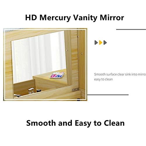 Small Bedroom Dressing Table with Mirror and Drawer, white vanity with storage shelf, Modern makeup table,vanity Table, 80 * 40 * 111cm (Dressing Chair Not Included)