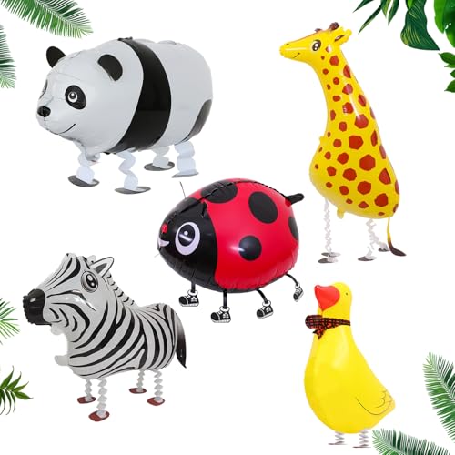 SwirlColor Airwalker Tiere Helium Ballons für Kinder Airwalker Ballon Folienluftballon Tiere Geschenke Party 5 Stück