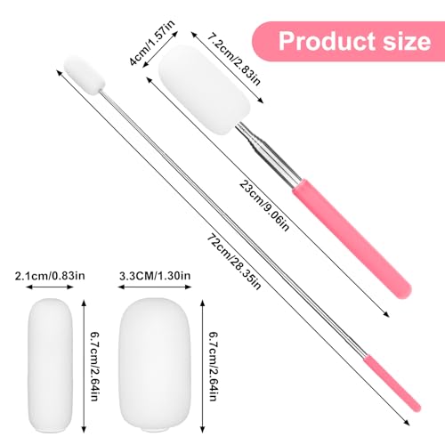 Image of Gosknor Telescoping Sponge Pottery, Retractable Clay Tool Sponges on Stick Extend up to 28.35in Telescoping Sponge Sticks for Pottery (Pink)
