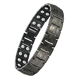 Jeracol Titan-Stahl-Magnetarmband für Herren, Magnetfeldtherapie-Armband zur Schmerzlinderung bei Arthritis und Karpaltunnel, größenverstellbares Heilarmband mit zweireihigen Magneten