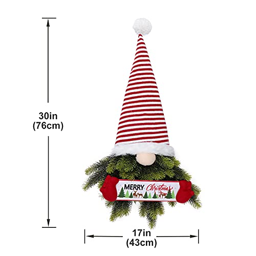 Apchfiog Christmas Wreath Gnome With Pine Needle 30" Front Door Hanging Ornament Swedish Tomte Home Decoration Xmas Wall Sign Decor For Window Room Porch Indoor Outdoor #TOP3