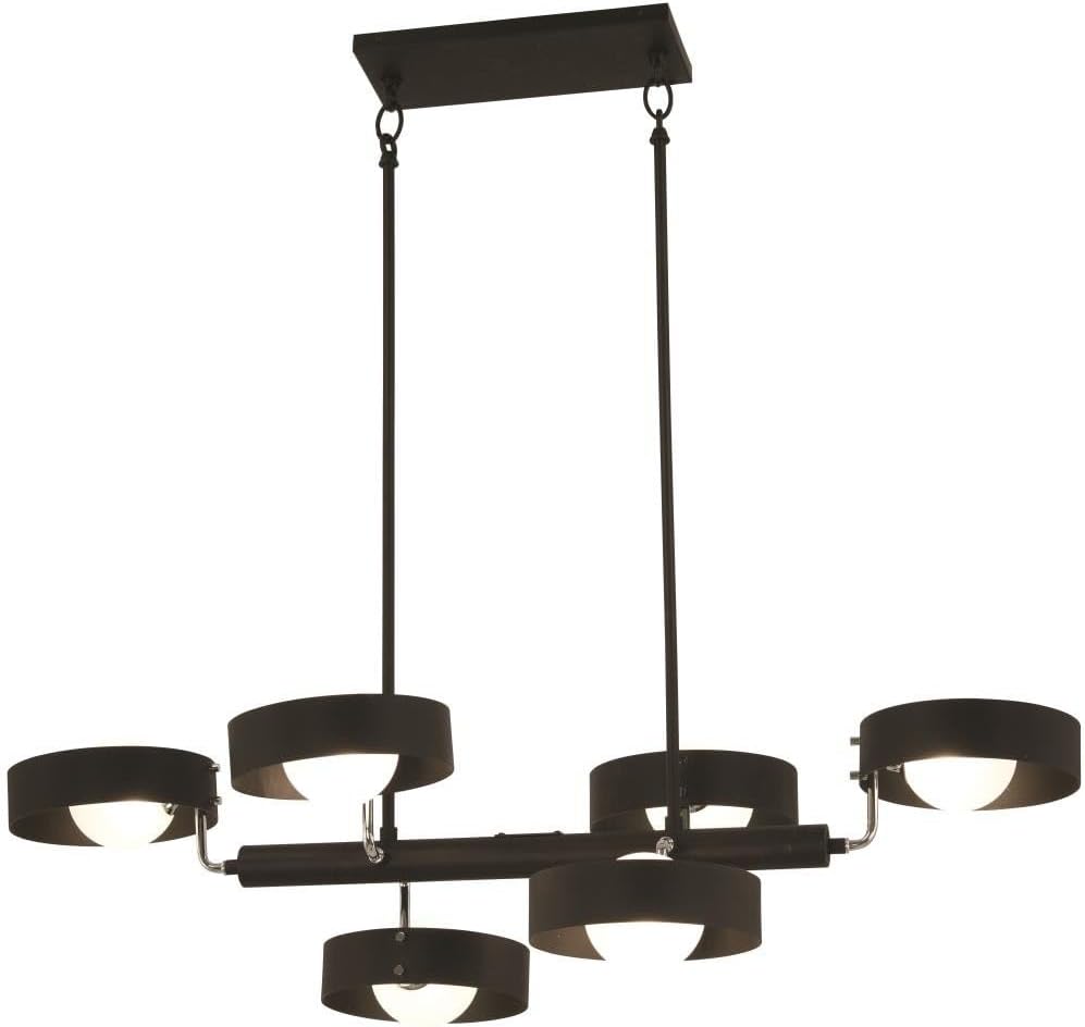 George Kovacs Lighting P1566-729 Lift Off - 6 Light Chandelier, Coal/Chrome Finish with Etched Glass