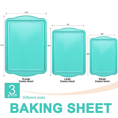 Cookie Sheets For Baking, Nonstick Oven Pan Set Of 3 With Wide Edge, Half/Jelly Roll/Quarter Baking Tray, Dishwasher Safe Easy Clean For Kitchen Oven Pan Bakeware Set, Cooking, Roasting Sets #TOP1