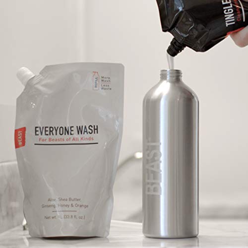 Beast Tingle Shampoo Refill Pouch, 16Oz - Cleansing & Energizing, Ginseng, Caffeine, Tea Tree, Peppermint & Eucalyptus Oils (16 Oz) #TOP4