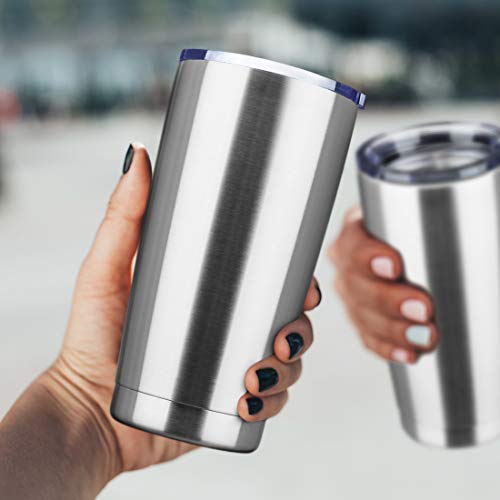 Ecomozz 20Oz Tumbler Bulk Stainless Steel Vacuum Insulated Tumblers With Lid Double Wall Travel Mug, Durable Powder Coated Coffee Cup, Suitable For Ice Drinks And Hot Beverage (Stainless Steel 12Pack) #TOP6