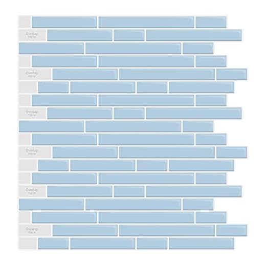 LONGKING 10-Sheet Self-Adhesive Peel and Stick Backsplash for Kitchen, Vinyl Decorative Tiles (Blue)