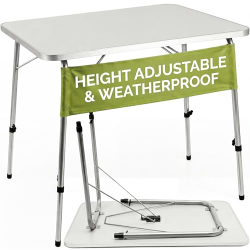 Image of CASARIA Folding Camping Table 80 cm MDF Top with Adjustable Aluminium Legs