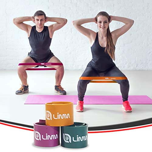 Limm Resistance Loop Exercise Bands - Set of 3 Bands for Working Out with Instruction Guide & Carry Bag - Mini Resistance Bands for Home Workouts, 12" x 2" - Thumbnail 3