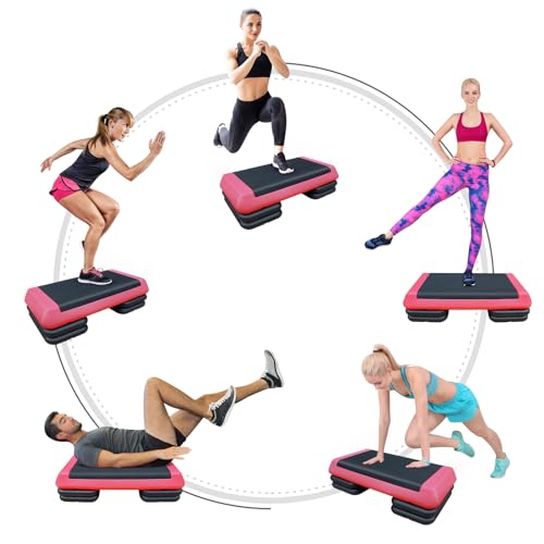 SculPong Aerobic Step Platform 30" × 14" Height Adjustable Workout Step 4" - 6" - 8" for Fitness Strength Training with 4 Risers Red by SculPong - Image 7