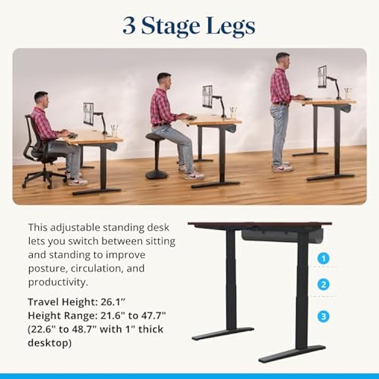 UPLIFT DESK V3 2-Leg Ash Gray Laminate Wood Standing Desk Adjustable Height, Advanced 1-Touch Memory Keypad, Under Desk Cable Management, Wire Grommets & Rocker Board (Black-Frame, 42 x 30 inch)