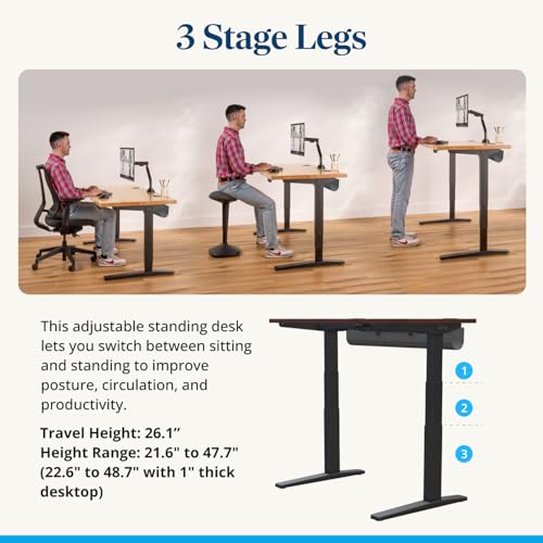 UPLIFT DESK V3 2-Leg Cherry Laminate Wood Standing Desk – Adjustable Height, Advanced 1-Touch Memory Keypad, Under Desk Cable Management, Wire Grommets & Rocker Board (Black C-Frame, 80 x 30 inch) - Image 4