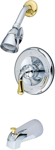 Kingston Brass KB1634 Magellan - Grifo para bañera y ducha con manija de una sola palanca, cromo pulido y latón pulido, alcance de boquilla de 5