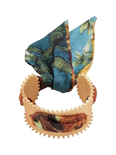 MINACHI Blue & Green Fabric-Wrapped Cuff Bracelet for Women, Artistic