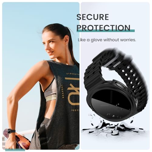Image of Tensea [5+5Pack for Samsung Galaxy Watch 8 Screen Protector Case 44mm Accessories, Hard PC Bumper /HD Anti-Fog Tempered Glass Protective Film, Face Cover Set, Galaxy Watch 8 Case for Women Men