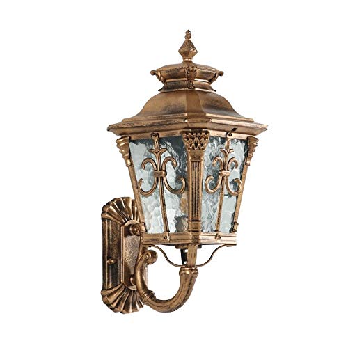 Luminaire extérieur haut de gamme lanterne murale rétro en bronze et verre travaillé