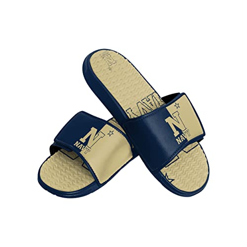 FOCO Navy Midshipmen NCAA Mens Colorblock Big Logo Gel Slides - M