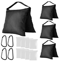 4 Stück Sandsäcke Zum Beschweren Set, 57x26,5cm Sandsack mit 4 Kletterhaken und 8 Verschlussbeutel, 600D Oxford Sandbag Leerer Sandsäcke Gewichte Beschwerung für Pavillon, Zelt, Stativ, Fotografie