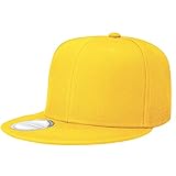 Classic Snapback Hat Cap Hip Hop Style Flat Bill Blank Solid Color Adjustable Size (One Size, Yellow)