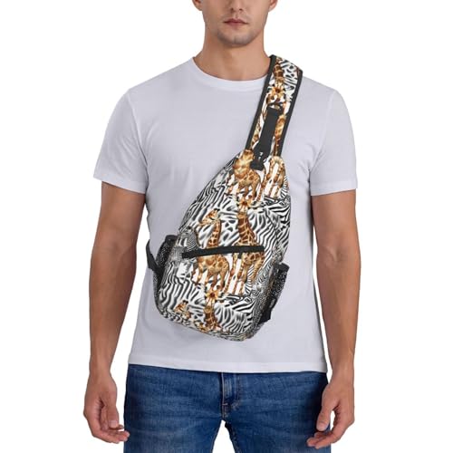 Mochila tipo sling con estampado cebra y jirafa para viaje miniatura 7