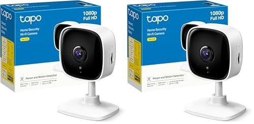 Tapo TP-Link C100 WLAN IP Kamera Überwachungskamera Innen (1080p-Auflösung, 2-Wege-Audio, Nachtsicht zu 9m, bis zu 128 GB lokaler Speicher auf SD Karte, kompatibel mit Amazon Alexa) Weiß