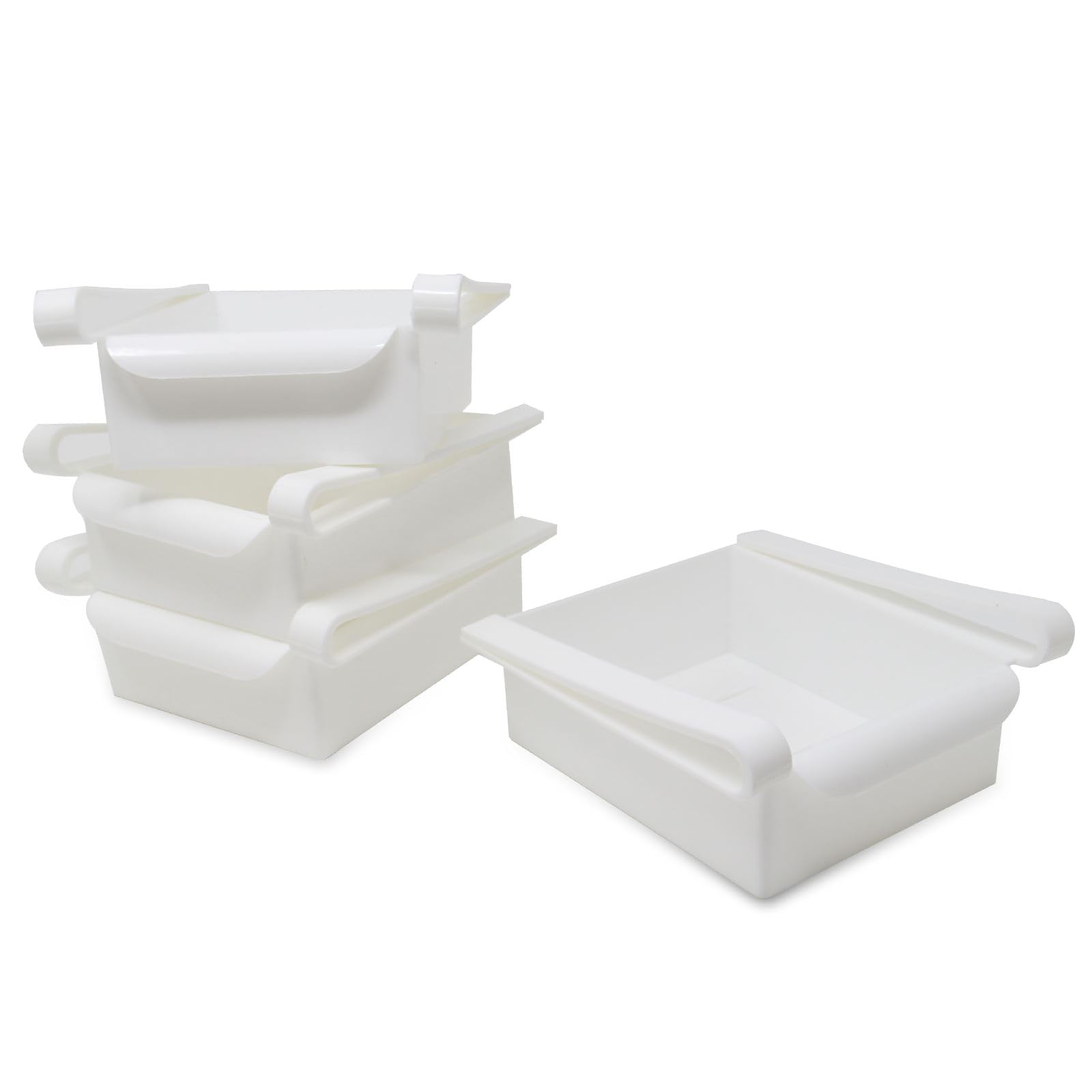 M&W Fridge Storage Drawers Pack of 4, Adjustable Refrigerator Shelf Organiser Bins, Sliding Fridge Drawers for Fruits, Vegetables & Snacks, Space Saving Kitchen Storage Containers