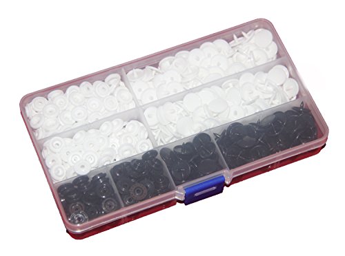 150 Sets Kam Snaps + Storage Container, Betterjonny White & Black Size 20 T5 Plastic Button Sewing Fasteners Punch Poppers Buttons For For Cloth Diaper Bibs Unpaper Towels Nappies Mama Pads #TOP2