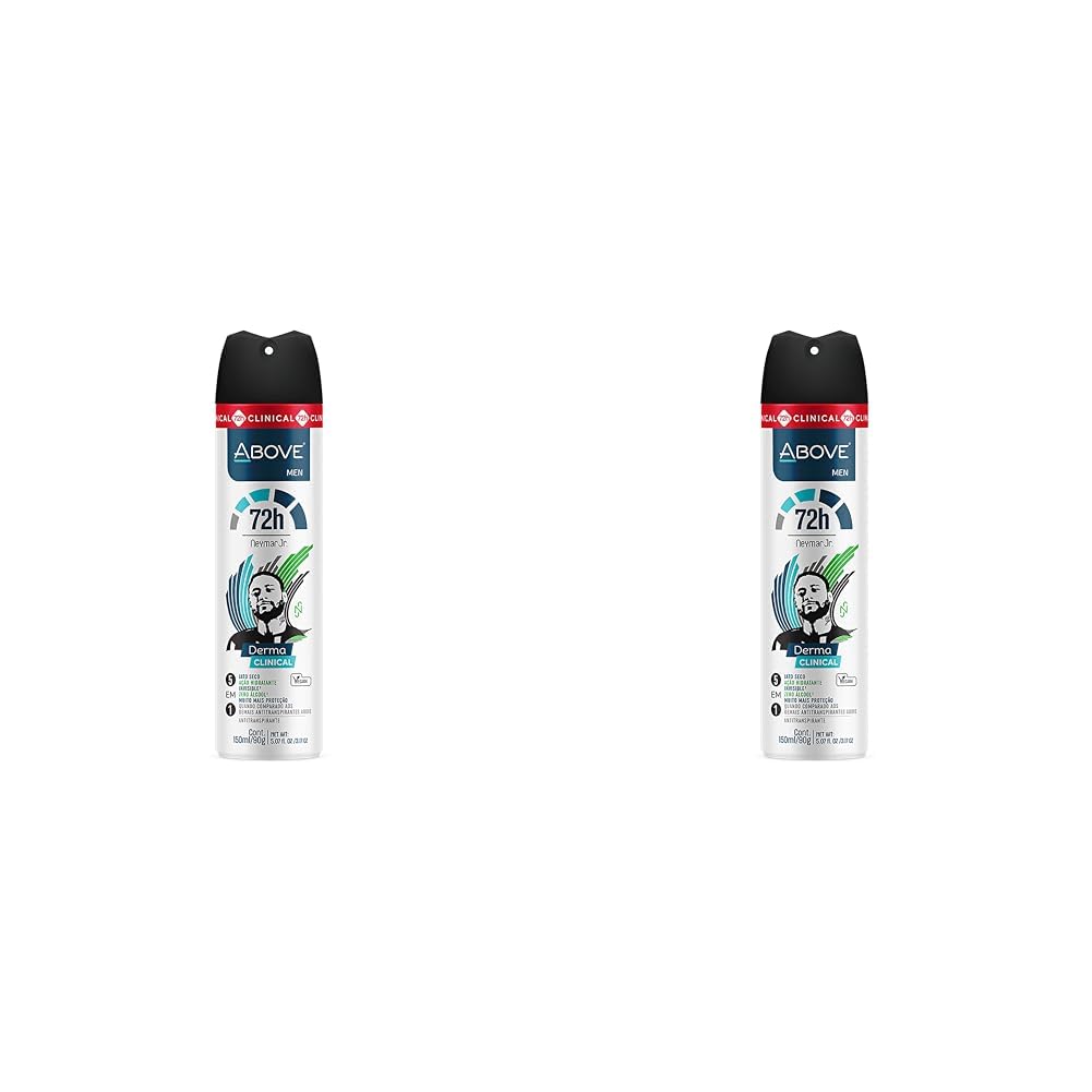 ABOVE Neymar Jr - 72H Antiperspirant Spray Deodorant for Men 5.07 Fl Oz | Aluminum-Free | Fresh Mist, No Stain & Alcohol, Long-Lasting Men's Deodorant Spray | Roses and Tuberoses Fragrance (Pack of 2)