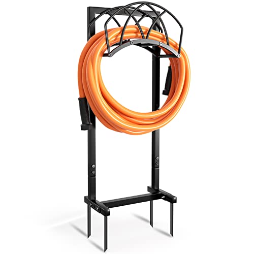 GREENER Garden Hose Holder with Two Hooks, Water Hose Holder Freestanding, hose stand Holds...