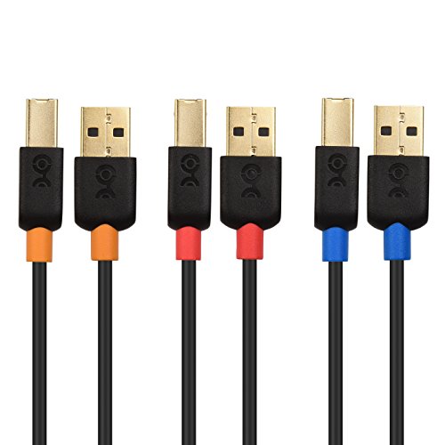 Cable Matters 3-Pack Usb Cable/Usb Printer Cable 6 Ft, Usb A To B Cable, Usb 2.0 Cable Compatible With Printer, Midi Controller, Midi Keyboard And More - 6 Feet #TOP6