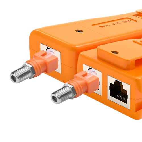 CERRXIAN Zestaw 4 adapterów koncentrycznych F do RJ45 żeński R-F do RJ45 męski Ethernet dla testerów linii (pomarańczowy)