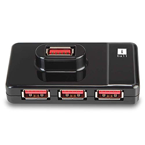 Image of iBall Piano 430 4 Port USB Hub slim, compact and durable I usb type c port laptops and devices I Rubber footpad & shiny body I Transfer 5gbps I - Black