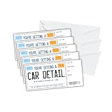 Car Detail Gift Certificate License Plate Themed 30pk 3.75x8.25 You are Getting Your Vehicle Detailed Present Truck Lover with Envelopes
