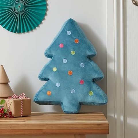 Catherine Lansfield Christmas Tree 3D Shaped Cushion Green Cover