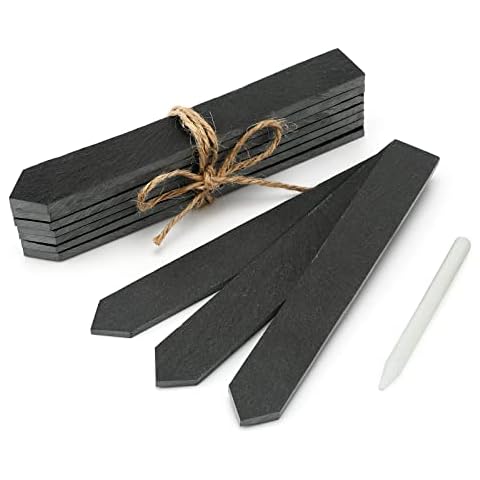 KINGLAKE GARDEN Slate Plant Labels,10 Pcs 6 Inch Garden Marker Vegetable Gardening Tags,Plant Tags for Outdoor Indoor Potted Plants with a Marking Pen Cover
